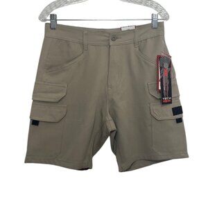 Ring Of Fire Multi-Pocket Tech Cargo Shorts Mens Size 30 Beige New
